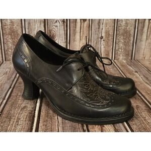 Sz 36 / 6 Neosens Rococo Victorian Steampunk Black Leather Lace Up Shoes Boots